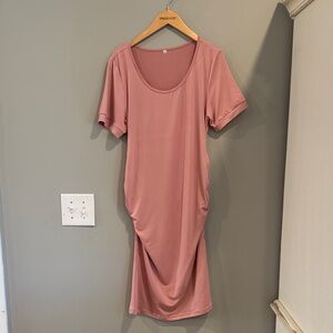 Chic Mauve Short Sleeve Maternity Dress
